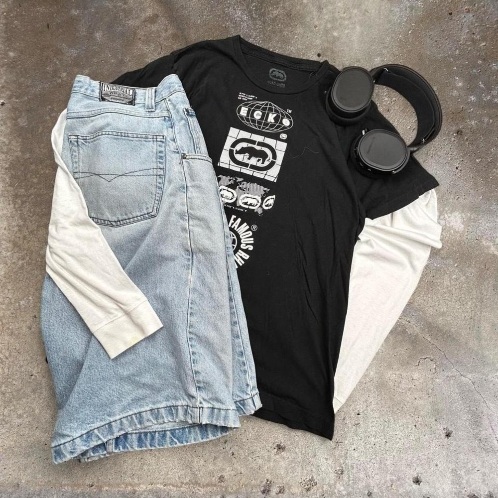 Ecko Unltd Y2K Skater Tee Black Rhino Brand Grunge School Mens Size L